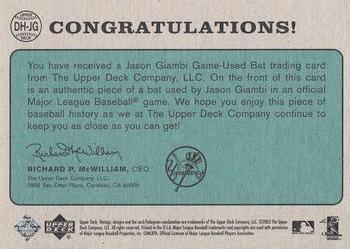 2003 Upper Deck Vintage - Dropping the Hammer #DH-JG Jason Giambi Back
