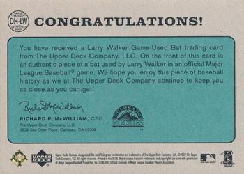 2003 Upper Deck Vintage - Dropping the Hammer Gold #DH-LW Larry Walker Back