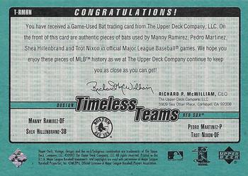 2003 Upper Deck Vintage - Timeless Teams #T-RMHN Manny Ramirez / Pedro Martinez / Shea Hillenbrand / Trot Nixon Back