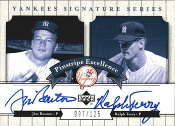 2003 Upper Deck Yankees Signature Series - Pinstripe Excellence Autographs #PE-BT Jim Bouton / Ralph Terry Front