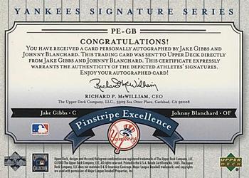 2003 Upper Deck Yankees Signature Series - Pinstripe Excellence Autographs #PE-GB Jake Gibbs / Johnny Blanchard Back