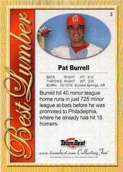 2001 Team Best - Best Lumber #3 Pat Burrell Back