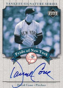 2003 Upper Deck Yankees Signature Series - Pride of New York Autographs #PN-CO David Cone Front