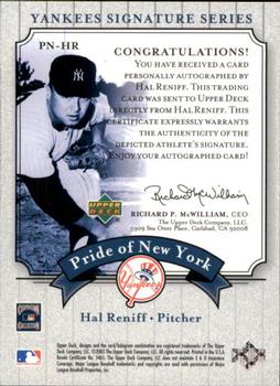 2003 Upper Deck Yankees Signature Series - Pride of New York Autographs #PN-HR Hal Reniff Back