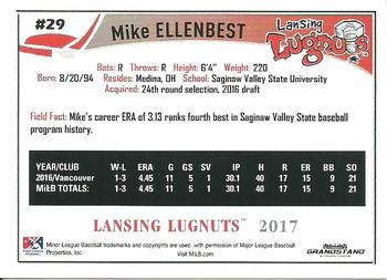 2017 Grandstand Lansing Lugnuts #NNO Mike Ellenbest Back