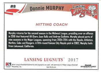 2017 Grandstand Lansing Lugnuts #NNO Donnie Murphy Back
