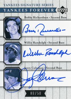 2003 Upper Deck Yankees Signature Series - Yankees Forever Autographs #YF-RRC Bobby Richardson / Willie Randolph / Jerry Coleman Front