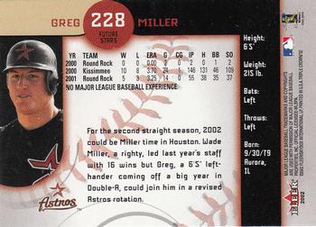 2002 Fleer Triple Crown #228 Greg Miller Back