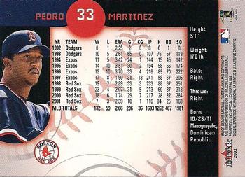 2002 Fleer Triple Crown #33 Pedro Martinez Back