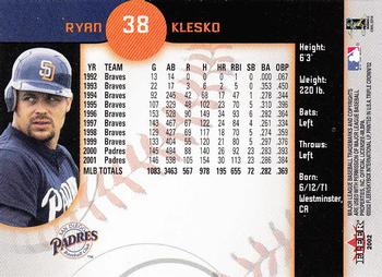 2002 Fleer Triple Crown #38 Ryan Klesko Back