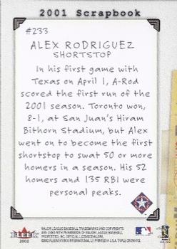 2002 Fleer Triple Crown #233 Alex Rodriguez Back