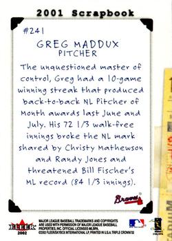2002 Fleer Triple Crown #241 Greg Maddux Back
