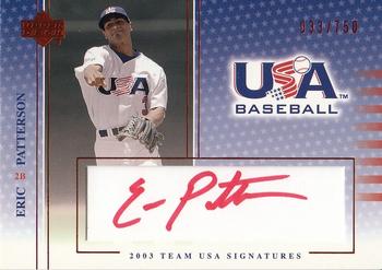 2003 Upper Deck USA Baseball National Team - 2003 Team USA Signatures Red Ink #S-15 Eric Patterson Front