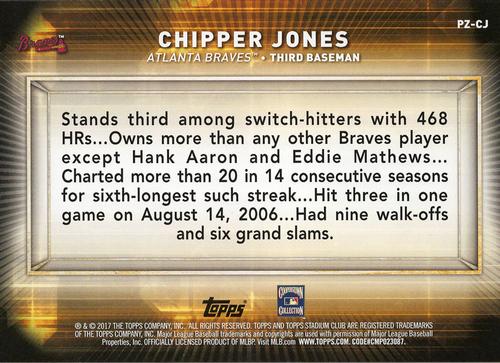 2017 Stadium Club Power Zone 5x7 #PZ-CJ Chipper Jones Back