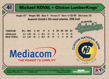 2017 Grandstand Clinton LumberKings #NNO Michael Koval Back