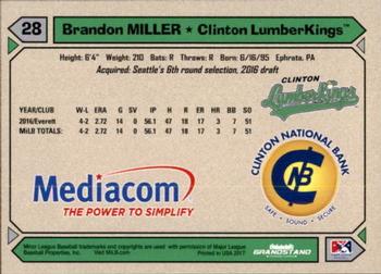2017 Grandstand Clinton LumberKings #NNO Brandon Miller Back