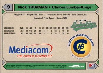2017 Grandstand Clinton LumberKings #NNO Nick Thurman Back