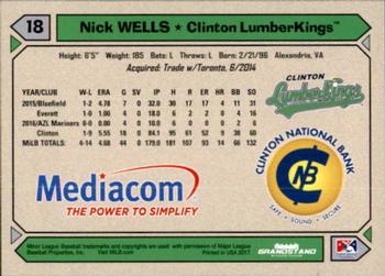 2017 Grandstand Clinton LumberKings #NNO Nick Wells Back