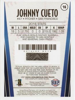 2017 Honus Bonus Fantasy Baseball #16 Johnny Cueto Back