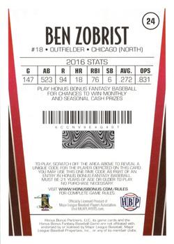 2017 Honus Bonus Fantasy Baseball #24 Ben Zobrist Back