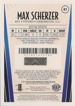 2017 Honus Bonus Fantasy Baseball #47 Max Scherzer Back