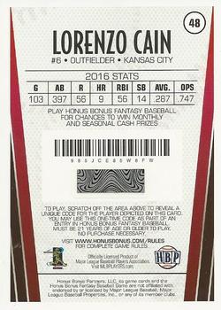 2017 Honus Bonus Fantasy Baseball #48 Lorenzo Cain Back