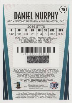 2017 Honus Bonus Fantasy Baseball #75 Daniel Murphy Back