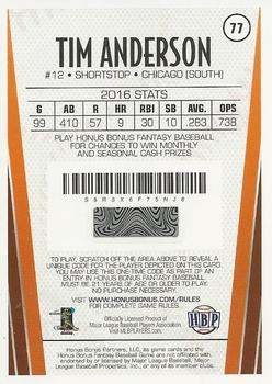 2017 Honus Bonus Fantasy Baseball #77 Tim Anderson Back