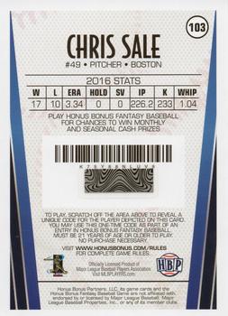2017 Honus Bonus Fantasy Baseball #103 Chris Sale Back
