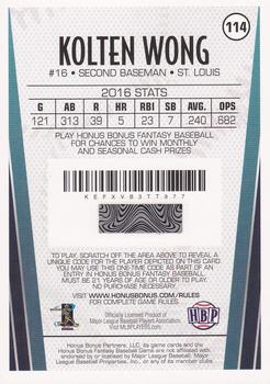2017 Honus Bonus Fantasy Baseball #114 Kolten Wong Back
