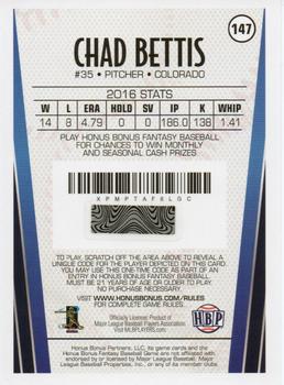 2017 Honus Bonus Fantasy Baseball #147 Chad Bettis Back