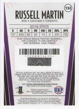 2017 Honus Bonus Fantasy Baseball #153 Russell Martin Back