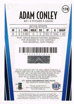2017 Honus Bonus Fantasy Baseball #178 Adam Conley Back