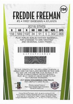 2017 Honus Bonus Fantasy Baseball #204 Freddie Freeman Back