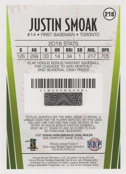 2017 Honus Bonus Fantasy Baseball #218 Justin Smoak Back