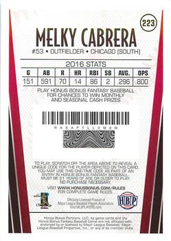 2017 Honus Bonus Fantasy Baseball #223 Melky Cabrera Back