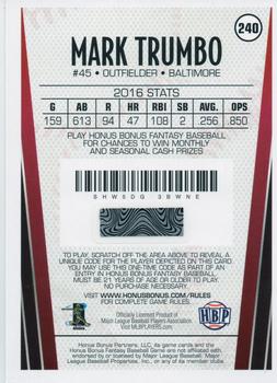 2017 Honus Bonus Fantasy Baseball #240 Mark Trumbo Back