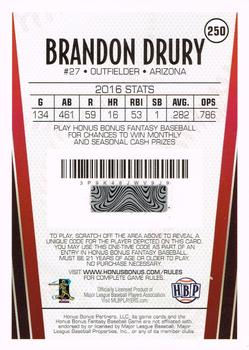 2017 Honus Bonus Fantasy Baseball #250 Brandon Drury Back
