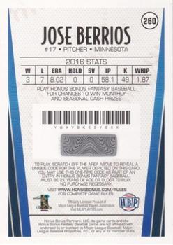 2017 Honus Bonus Fantasy Baseball #260 Jose Berrios Back