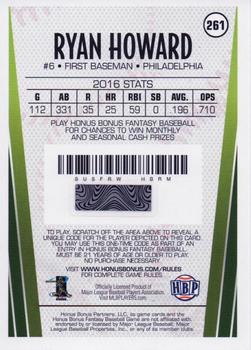 2017 Honus Bonus Fantasy Baseball #261 Ryan Howard Back