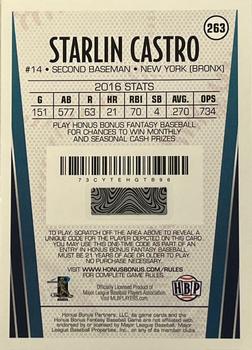 2017 Honus Bonus Fantasy Baseball #263 Starlin Castro Back