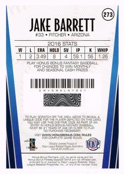 2017 Honus Bonus Fantasy Baseball #273 Jake Barrett Back