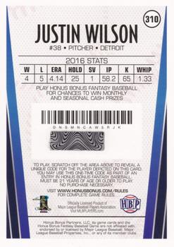 2017 Honus Bonus Fantasy Baseball #310 Justin Wilson Back
