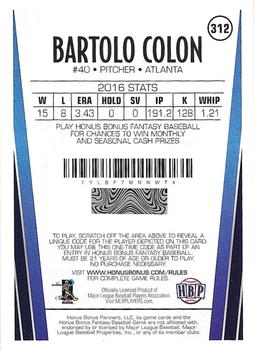 2017 Honus Bonus Fantasy Baseball #312 Bartolo Colon Back