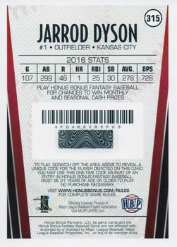 2017 Honus Bonus Fantasy Baseball #315 Jarrod Dyson Back