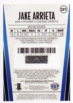 2017 Honus Bonus Fantasy Baseball #321 Jake Arrieta Back