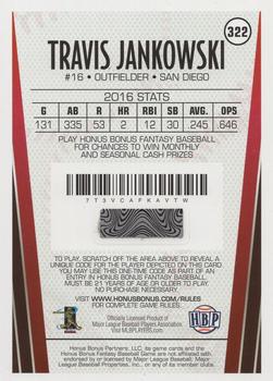 2017 Honus Bonus Fantasy Baseball #322 Travis Jankowski Back