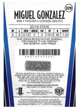 2017 Honus Bonus Fantasy Baseball #329 Miguel Gonzalez Back