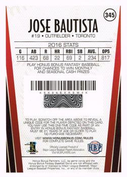 2017 Honus Bonus Fantasy Baseball #345 Jose Bautista Back