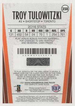 2017 Honus Bonus Fantasy Baseball #358 Troy Tulowitzki Back